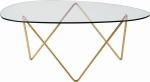 Stolik kawowy PEDRERA szklany  z mosiężną/ czarną bazą GUBI