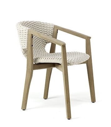 Krzesło ogrodowe z podłokietnikami KNIT Ethimo JASNOSZARE