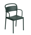 Krzesło ogrodowe LINEAR STEEL z podłokietnikami muuto ciemna zieleń