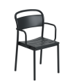 Krzesło ogrodowe LINEAR STEEL z podłokietnikami muuto czarne