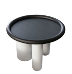 Stolik boczny PLUTO Ø60 cementowy z drewnianym blatem Tacchini