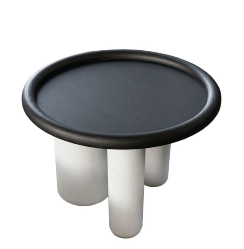 Stolik boczny PLUTO Ø60 cementowy z drewnianym blatem Tacchini