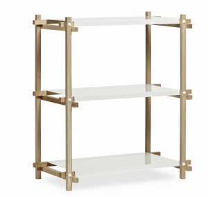 Regał WOODY COLUMN LOW dąb i stalowe półki HAY