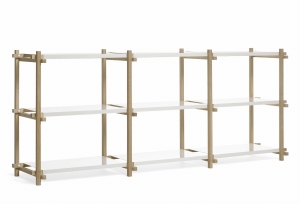 Regał WOODY LOW dąb i stalowe półki HAY