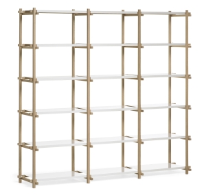 Regał WOODY HIGH dąb i stalowe półki HAY