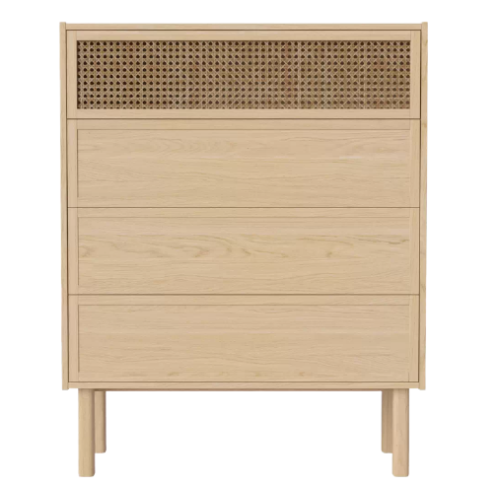 Komoda dębowo-wiklinowa CANA 4 szuflady Bolia