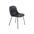 Krzesło FIBER SIDE CHAIR bez podłokietników MUUTO czarne skórzane