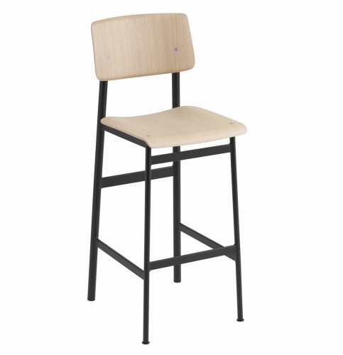 Hoker wysoki LOFT MUUTO dąb / czarna rama
