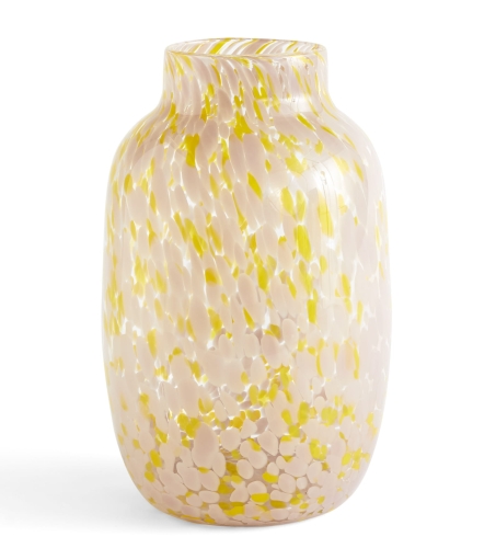 Wazon szklany SPLASH jasnoróżowy z żółtym L HAY