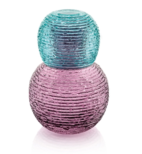 Karafka z szklanką MULTICOLOR ametyst i turkus IVV