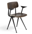 Krzesło RESULT z podłokietnikami HAY czarna rama, siedzisko ciemny dąb