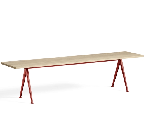 Ława PYRAMID BENCH 12 HAY Pyramid Bench 190xW40xH46 matowa z czerwonymi nogami