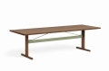 Passerelle Table L260xW95xH74 lacquer walnut tabletop, frame and edge green powder coated crossbar