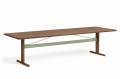 Stół PASSERELLE HAY  L300xW95xH74 lacquered walnut tabletop, frame and edge_thyme green powder coated crossbar