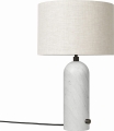 Lampa stołowa GRAVITY S marmurowa GUBI kremowy klosz z plótna