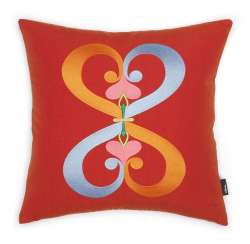 Poduszka haftowana DOUBLE HEART serce czerwona Vitra