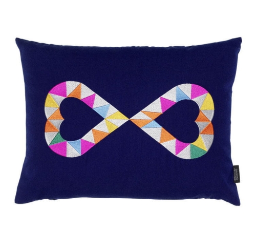 Poduszka haftowana DOUBLE HEART 2 granatowa Vitra